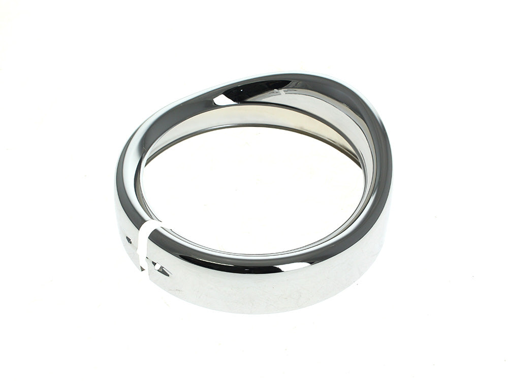 Peaked Visor Style 7in. Headlight Trim Ring - Chrome. Fits FLH Touring 1983-2013, Road King 1994up, Dyna Switch Back 2012-2016 & FL Softail with Nacelle 1986-2017 - Rollies Speed Shop