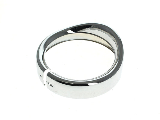 Peaked Visor Style 7in. Headlight Trim Ring - Chrome. Fits FLH Touring 1983-2013, Road King 1994up, Dyna Switch Back 2012-2016 & FL Softail with Nacelle 1986-2017 - Rollies Speed Shop