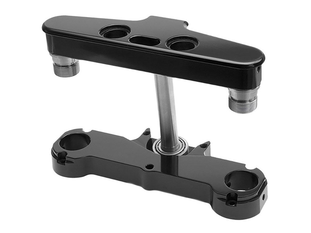 4 Degree Raked Triple Tree Kit - Black. Fits FL Softail 1986-2017 with 21in. or 23in. Wheel Upgrade. - Hawg Halters