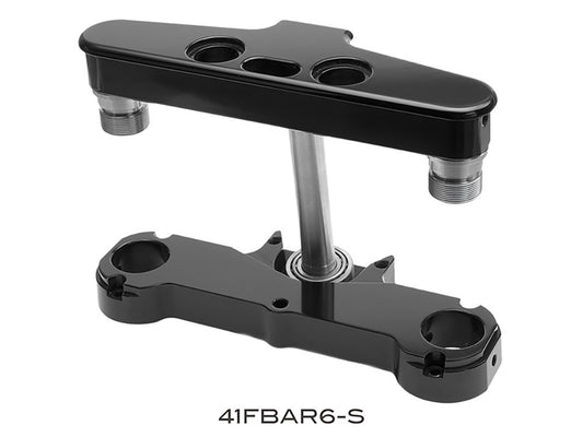 6 Degree Raked Triple Tree Kit - Black. Fits FL Softail 1986-2017 with 26in. Wheel Upgrade. - Hawg Halters
