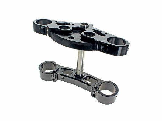 7 Degree X23 Raked Triple Tree Kit - Black. Fits CVO Street Glide & Road Glide 2023up with 23in. Wheel Upgrade. - Hawg Halters