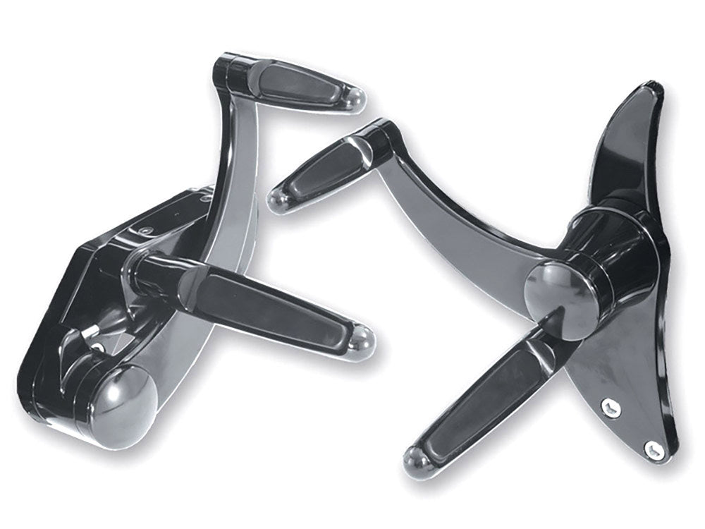 Extended Length Forward Controls with Folding Rubber Inlay Pegs - Black. Fits Dyna 1991-2017. - Hawg Halters