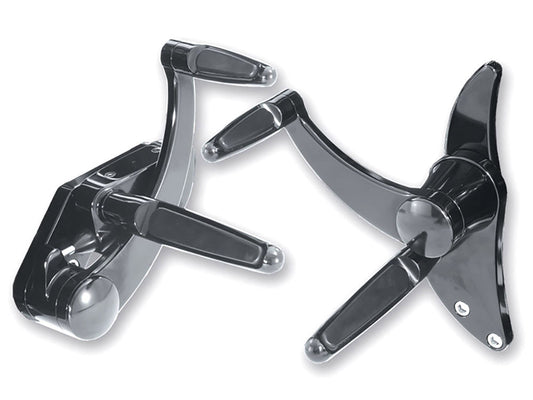 Extended Length Forward Controls with Folding Rubber Inlay Pegs - Black. Fits Dyna 1991-2017. - Hawg Halters