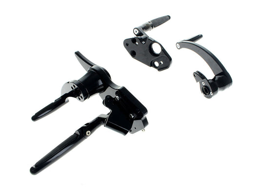 Standard Length Forward Controls with Folding Rubber Inlay Pegs - Black. Fits Touring 2014up including Trikes. - Hawg Halters