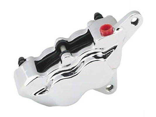 Right Hand Front or Rear 4 Piston Caliper - Chrome. Fits H-D 1984-1999. - Hawg Halters