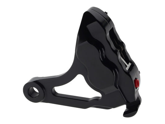 Right Hand Rear 4 Piston Caliper & Mounting Bracket - Black. Fits Softail 2000-2007. - Hawg Halters