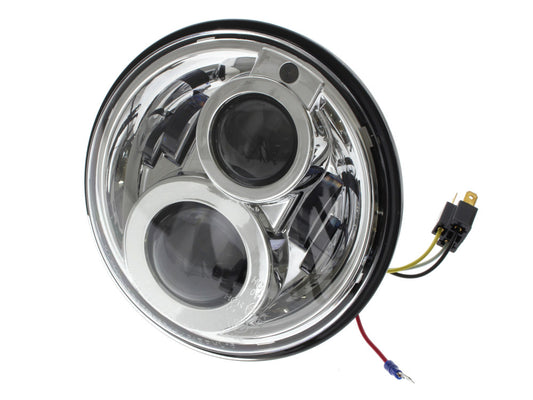 7in. LED HeadLight Insert with Parker - Chrome. Fits Most H-D, Indian Chief Classic & Dark Horse Models with 7in. Headlight. - Hoglights