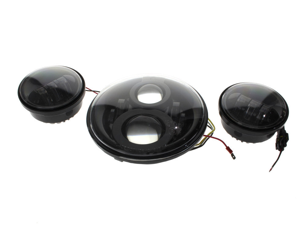 7in. HeadLight & 4.5in. Passing Lamp Bundle - Black. Fits Most H-D with 7in. Headlights & 4.5in. Passing Lamps. - Hoglights