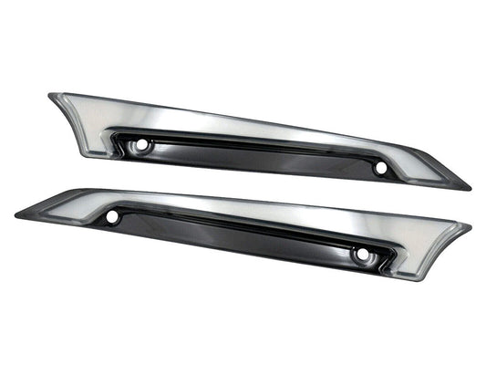 LED FusionFX Windshield Trim - Smoke Lens, Black Housing. With Amber Turn, White Run. Fits Road Glide 2015-2023 - Hoglights