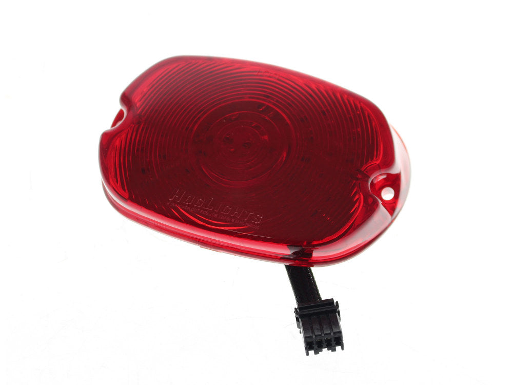 LED Low Profile Taillight with Red Lens & Number Plate Illumination. Fits Most 1999up Models. - Hoglights