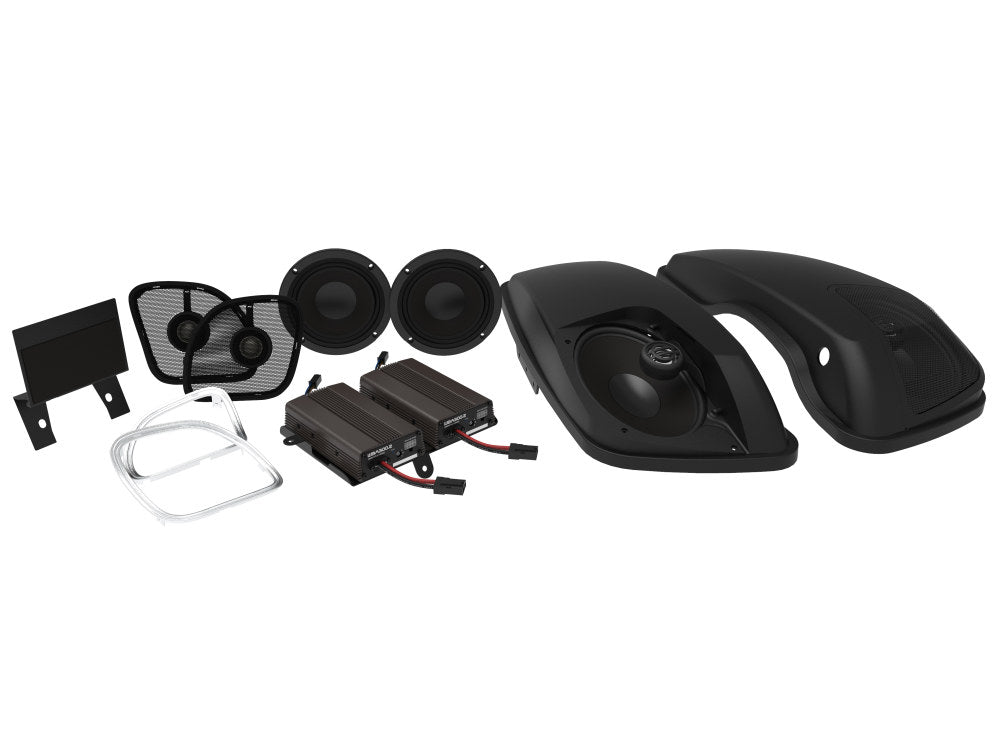 Wild Boar, 600 Watt Amp x 4 Speaker Kit & Saddlebag Lids. Fits Road Glide 2015-2023 - Hog Tunes Audio
