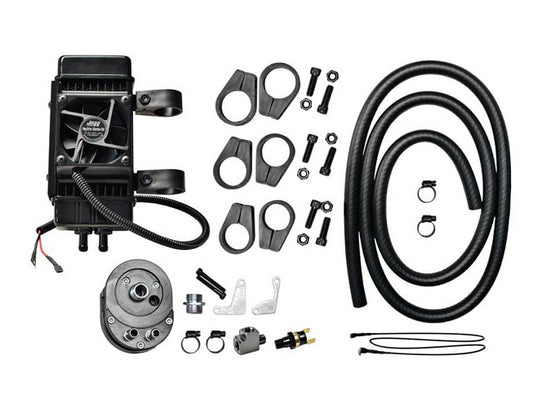 Fan Assisted 10 Row Universal Oil Cooler Kit. Fits Most H-D without Lower Fairing. - Jagg Oil Coolers