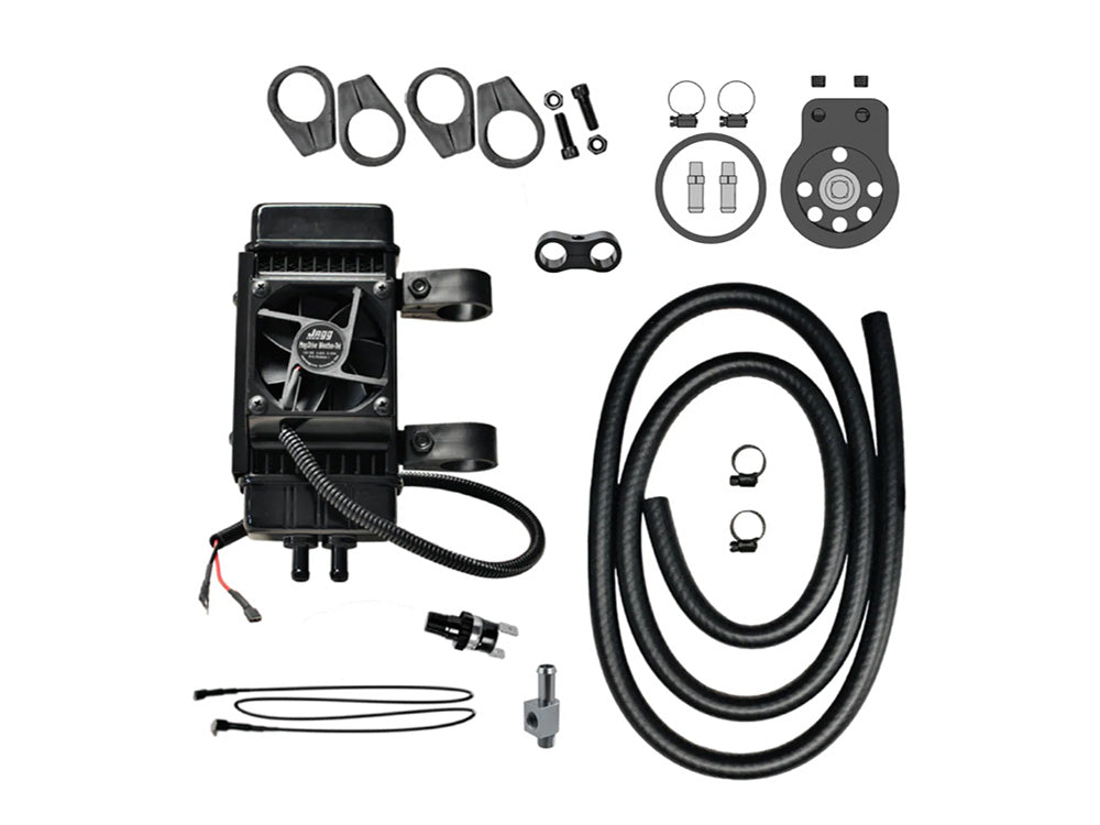 Fan Assisted 10 Row Vertical Oil Cooler Kit. Fits Softail 2018up - Jagg Oil Coolers
