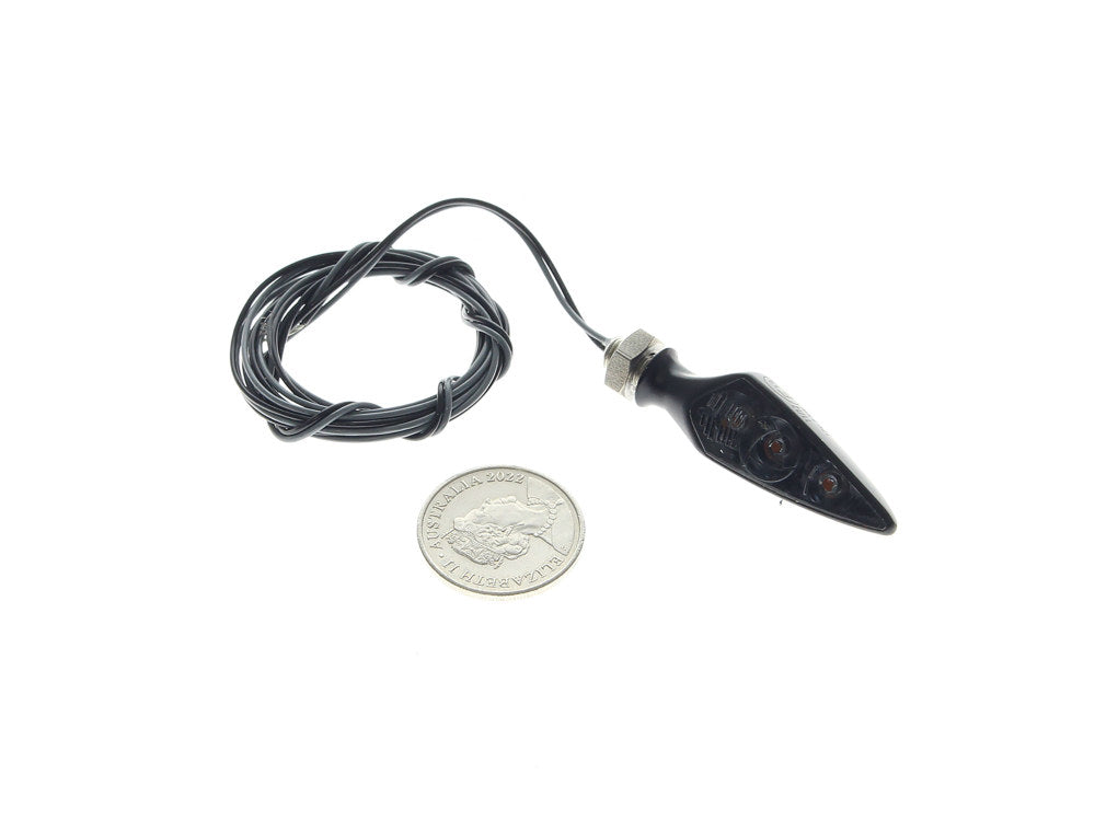 Rhombus S Dark LED Right Hand Front / Left Hand Rear Turn Signal - Black. - Kellermann