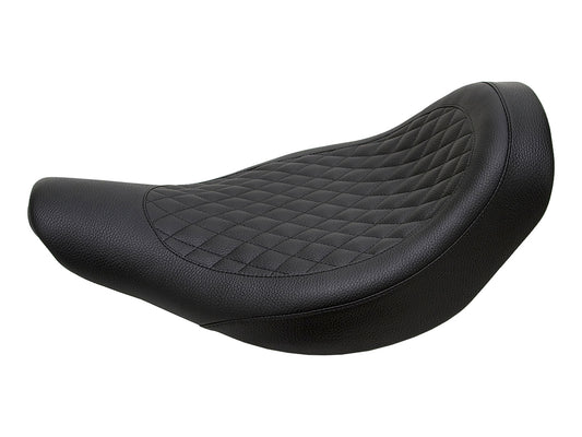Fred Kodlin Diamond Stitch Solo Seat - Black. Fits Fatboy 2018up & Breakout 2023up with OEM Fuel Tank & Kodlin Rear Fender. - Kodlin