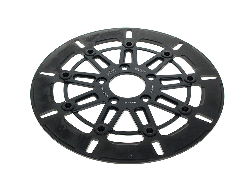11.8in. Front 9-Spoke Disc Rotor - Black Band & Black Carrier. Fits Dyna 2006-2017, Softail 2015up, Sportster 2014-2021 & Some Touring 2008up. - Kodlin