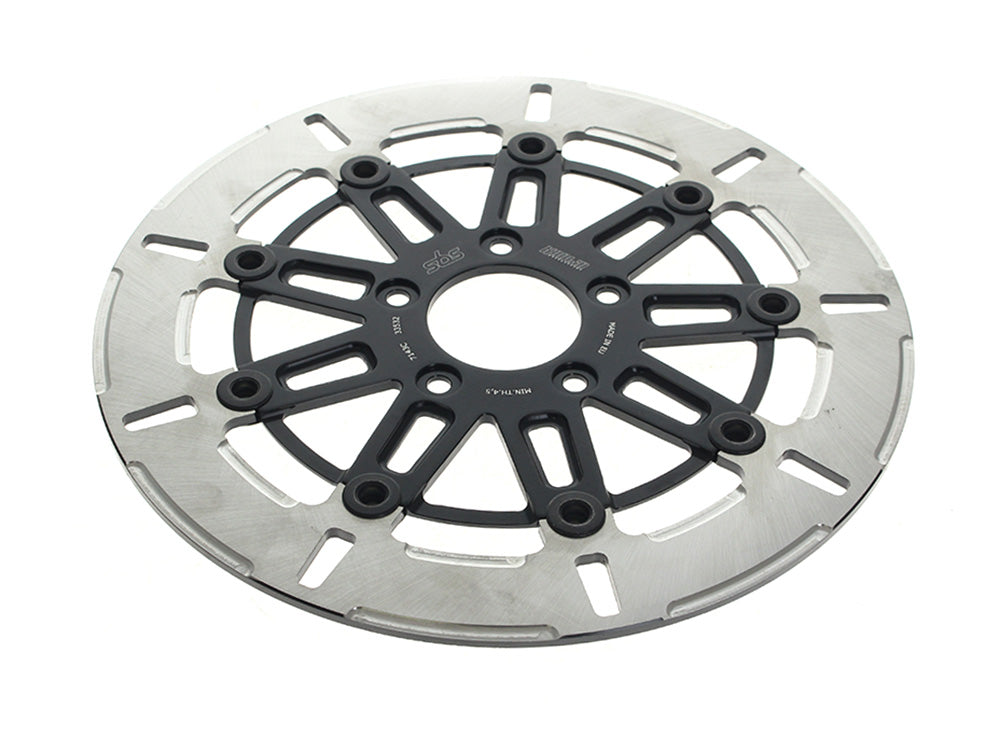 11.8in. Front 9-Spoke Disc Rotor - Polished Band & Black Carrier. Fits Dyna 2006-2017, Softail 2015up, Sportster 2014-2021 & Some Touring 2008up. - Kodlin