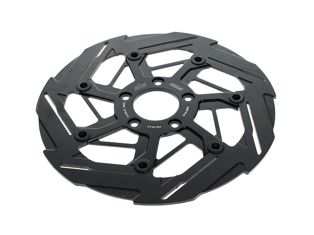 11.8in. Front 7-Spoke Disc Rotor - Black Band & Black Carrier. Fits Dyna 2006-2017, Softail 2015up, Sportster 2014-2021 & Some Touring 2008up. - Kodlin