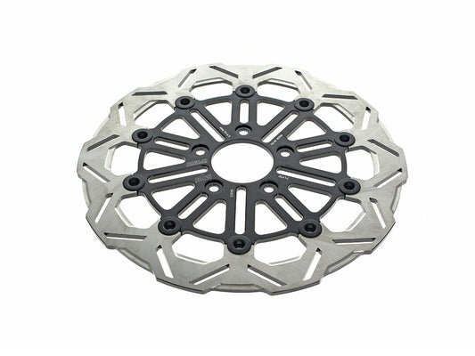 11.8in. Front 10-Spoke Disc Rotor - Polished Band & Black Carrier. Fits Dyna 2006-2017, Softail 2015up, Sportster 2014-2021 & Some Touring 2008up. - Kodlin