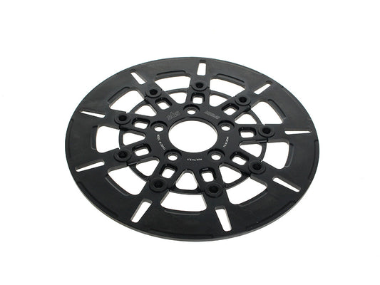 11.5in. Rear 9-Spoke Disc Rotor - Black Band & Black Carrier. Fits Big Twin 2000up & Sportster 2000-2010. - Kodlin