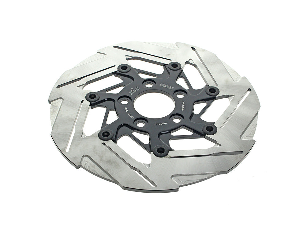 11.5in. Rear 7-Spoke Disc Rotor - Polished Band & Black Carrier. Fits Big Twin 2000up & Sportster 2000-2010. - Kodlin