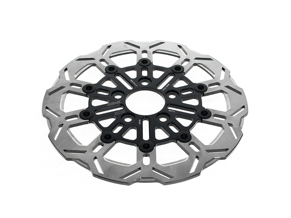 11.5in. Rear 10-Spoke Disc Rotor - Polished Band & Black Carrier. Fits Big Twin 2000up & Sportster 2000-2010. - Kodlin