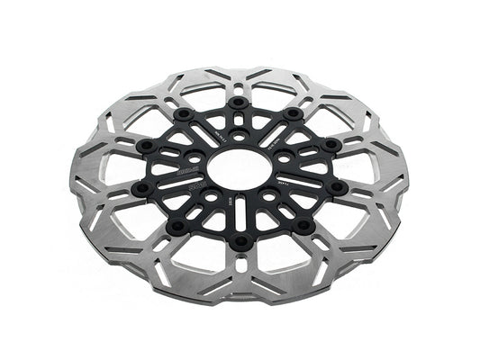 11.5in. Rear 10-Spoke Disc Rotor - Polished Band & Black Carrier. Fits Big Twin 2000up & Sportster 2000-2010. - Kodlin