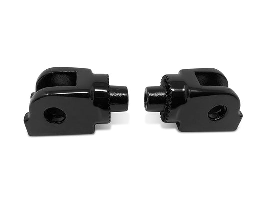 Front Splined Footpeg Mounts - Black. Fits Softail 2018up, Pan America 2021up & Sportster S 2021up - Kodlin