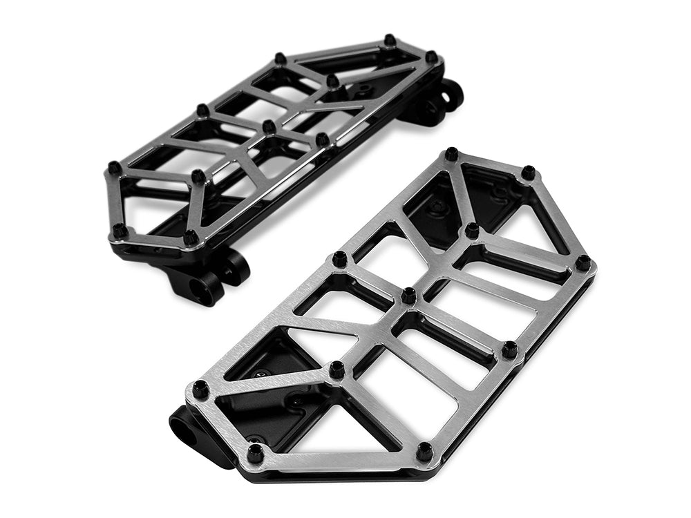 NXL FloorBoards - Black & Stainless. Fits Touring 1980up, FL Softail 1986-2017 & Dyna Switchback 2012-2016 - Kodlin