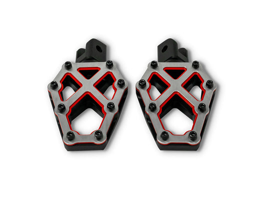 NXL Redline Footpegs - Black,Red & Stainless. Fits Softail 2018up, Pan America 2021up & Sportster S 2021up Front Rider - Kodlin