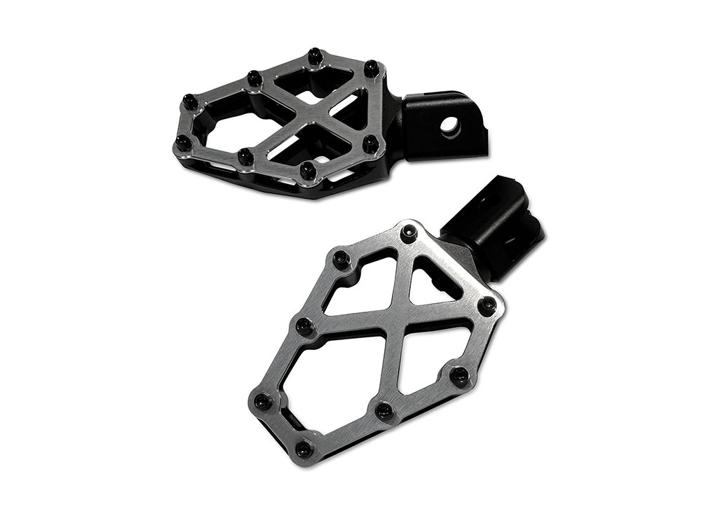 NXL Footpegs - Black & Stainless. Fits Softail 2018up, Pan America 2021up & Sportster S 2021up Front Rider - Kodlin