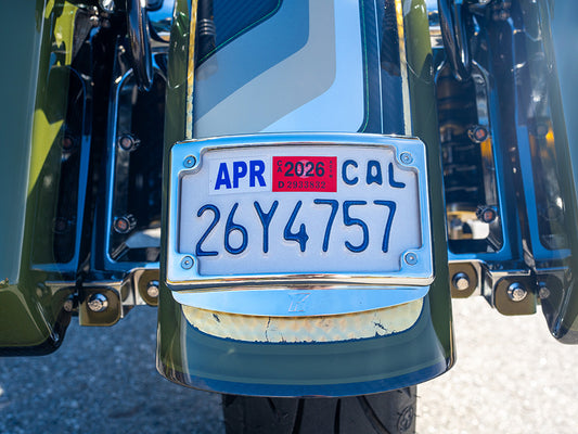 Curved Radius Number Plate Kit - Chrome. Fits CVO Touring 2023up & Street Glide & Road Glide 2024up - Kodlin