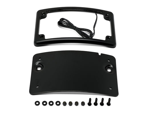 Curved Low Profile Number Plate Frame with LED Illumination - Black. - Kodlin