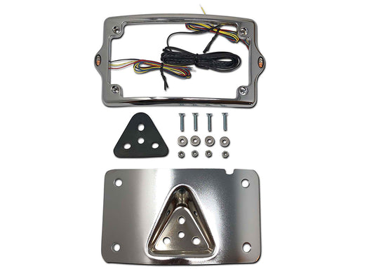 Curved Number Plate Frame with Elypse Run/Turn/Brake Lights - Chrome. - Kodlin