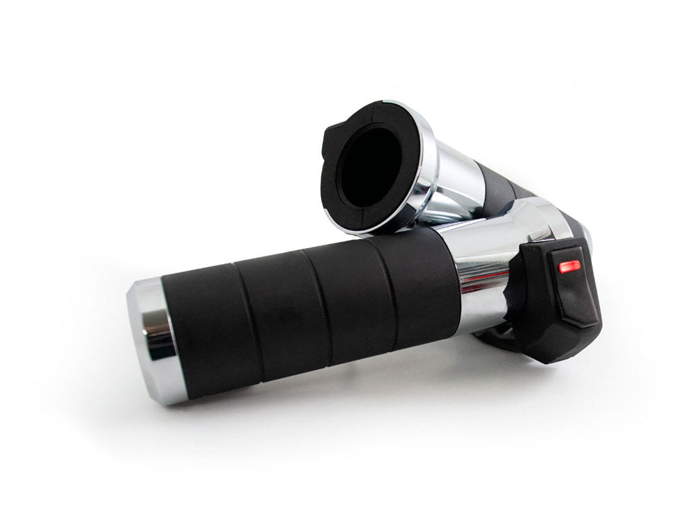 Heated Titan-X Handgrips - Chrome. Fits Big Twin 2008-2024 with Throttle-by-Wire - Koso
