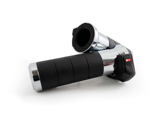 Heated Titan-X Handgrips - Chrome. Fits Big Twin 2008-2024 with Throttle-by-Wire - Koso