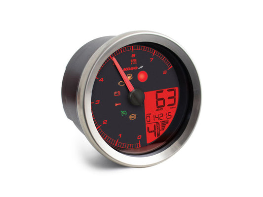 3-3/8in. Round Speedometer with Tachometer - Silver. Fits Dyna 2004-2011, Sportster 2004-2013 & Rocker 2008-2010. - Koso