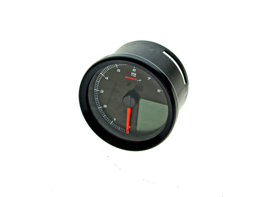 3-3/8in. Round Speedometer with Tachometer - Black. Fits Dyna 2004-2011, Sportster 2004-2013 & Rocker 2008-2010. - Koso
