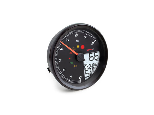 4-1/2in. Tank Mount Speedometer with Tachometer - Black. Fits Softail 2004-2010, Dyna Fat Bob 2008-2011 & Wide Glide 2006-2008 & Road King 2004-2013. - Koso