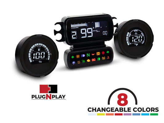 Speedometer/Tachometer with Fuel Level & Engine Temperature Gauges - Black. Fits Touring 2014-2023 when Running Late Model Breakout/Street Bob Gauge Housing - Koso