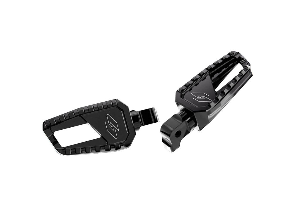 Apex Edge Footpegs - Black. Fits Front on Indian Chief Dark Horse, Chief Bobber Dark Horse 2022up & Scout 2015up - Kraus Moto