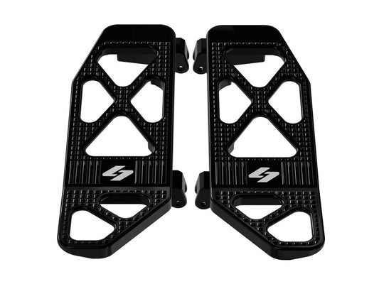 Max Lean Front Floorboards - Black. Fits Touring 1980up, FL Softail 1986-2017 & Dyna Switchback 2012-2016 - Kraus Moto