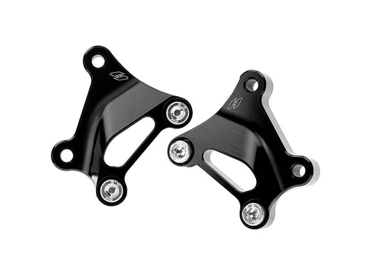 Left and Right Oversize Front Caliper Mounts - Black. Fits Softail 2015up and Touring 2008up. - Kraus Moto