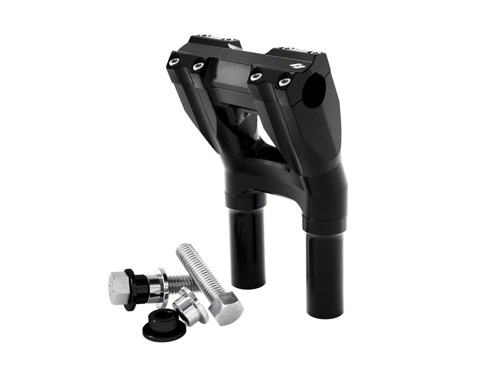 8in. Kickback x 1in. Clamp Isolated Riser Kit - Black. Fits 1in. Handlebar - Kraus Moto