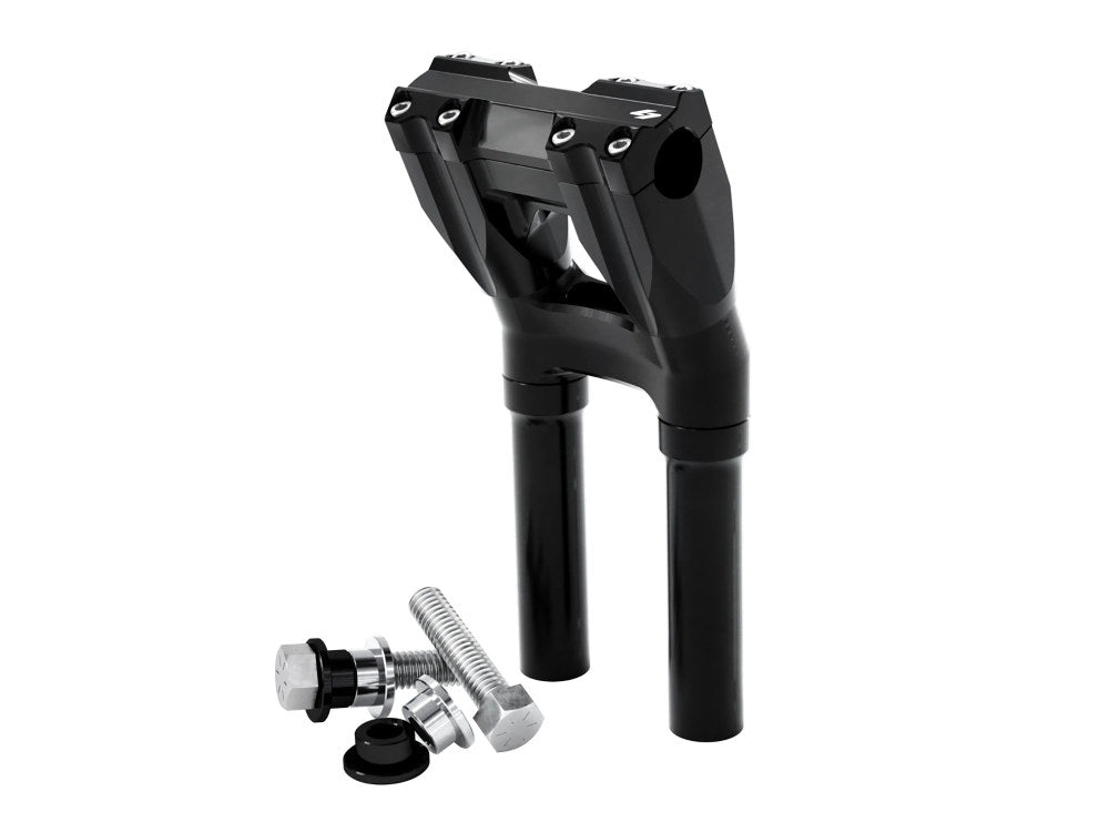 10in. Kickback x 1-1/8in. Clamp Isolated Riser Kit - Black. Fits 1-1/8in. Handlebar - Kraus Moto