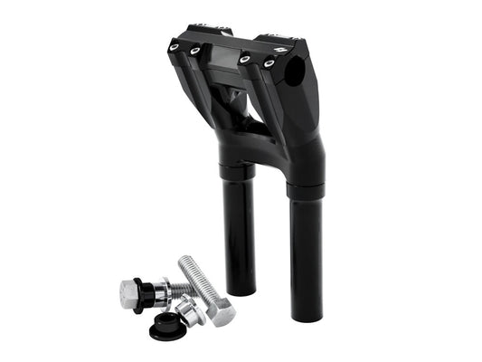10in. Kickback x 1-1/8in. Clamp Isolated Riser Kit - Black. Fits 1-1/8in. Handlebar - Kraus Moto