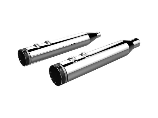 4-1/2in. Tracer Slip-On Mufflers - Chrome with Black End Caps. Fits Touring 2017up. - Khrome Werks