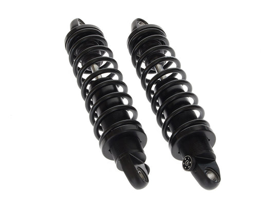 REVO-A Series, 13in. Adjustable Rear Shock Absorbers - Black. Fits Dyna 1991-2017. - Legend Suspension