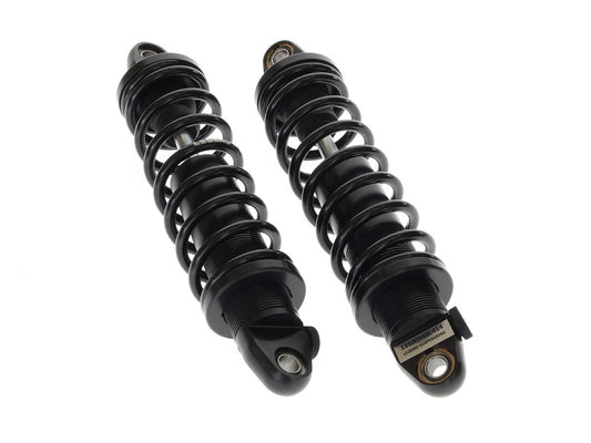 REVO-A Series, 12in. Adjustable Heavy Duty Spring Rate Rear Shock Absorbers - Black. Fits Dyna 1991-2017. - Legend Suspension