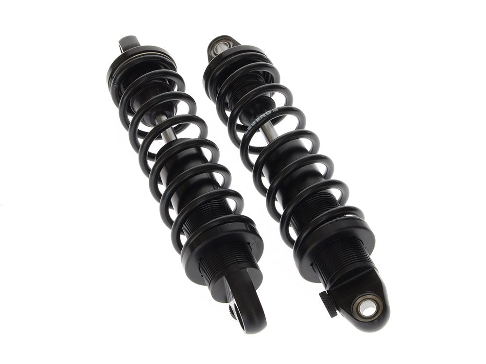 REVO-A Series, 13in. Adjustable Heavy Duty Spring Rate Rear Shock Absorbers - Black. Fits Dyna 2006-2017. - Legend Suspension